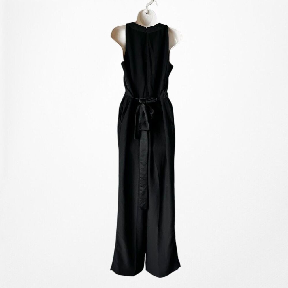 Vintage Y2K Black Sleeveless V-neck Wide Leg One Piece Office Jumpsuit Size M - Picture 6 of 9